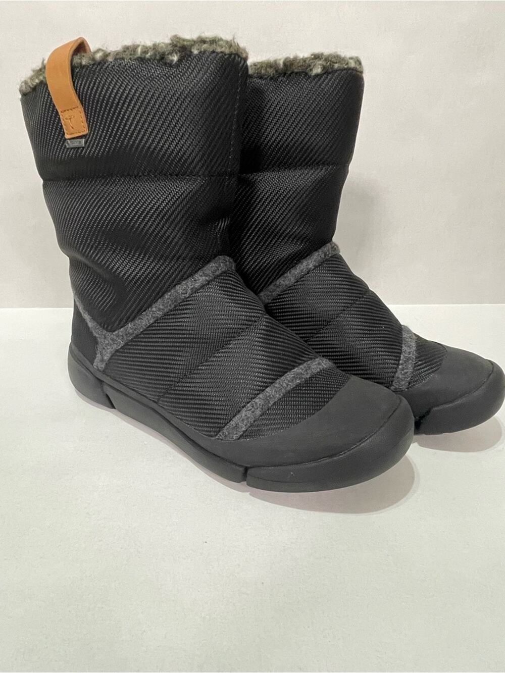 CLARKS | Tri Aspen GoreTex GTX Women's Black Winter Pull-On Fur-Lined Boots | 7
